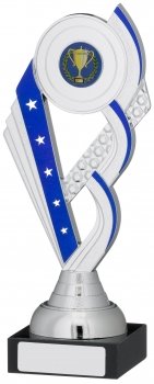 8Inch SILVER AND BLUE TROPHY