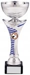 9.75" SILVER WITH BLUE STRIPE TROPHY