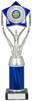 11Inch SILVER/BLUE TUBE TROPHY S136B