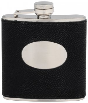 6 OUNCE BLACK STEEL FLASK