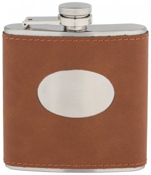 6 OUNCE BROWN STEEL FLASK T/179